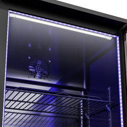 Chłodziarka barowa - 1330 mm - 320 litrów - z oświetleniem LED & 3 drzwiami na zawiasach - zewnętrzna & wewnętrzna czarna