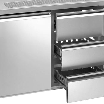 Barowy stół chłodniczy PREMIUM PLUS - 2500x700 mm - 2 drzwi & 3 szuflady - Prime Gastro