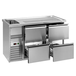 Lada barmańska PREMIUM PLUS - 1550x700mm - 4 Szuflady - z 1 komorą z lewej strony