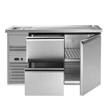 Barowy stół chłodniczy Premium PLUS - 1550x700 mm - 1 drzwi & 2 szuflady - Prime Gastro