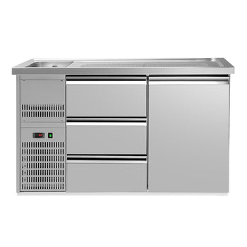 Barowy stół chłodniczy Premium PLUS - 1550x700 mm - 1 drzwi & 3 szuflady - Prime Gastro