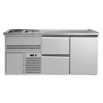 Barowy stół chłodniczy Premium PLUS - 1950x700mm - 1 drzwi & 2 szuflady - Prime Gastro