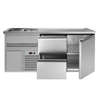 Barowy stół chłodniczy Premium PLUS - 1950x700mm - 1 drzwi & 2 szuflady - Prime Gastro