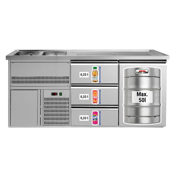 Barowy stół chłodniczy Premium PLUS - 1950x700 mm - 1 drzwi & 3 szuflady - Prime Gastro