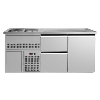 Barowy stół chłodniczy PREMIUM PLUS - 1950x700 mm - 1 drzwi & 2 szuflady - Prime Gastro