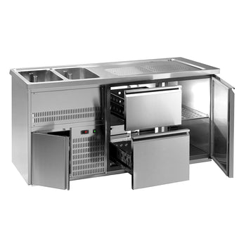 Barowy stół chłodniczy PREMIUM PLUS - 1950x700 mm - 1 drzwi & 2 szuflady - Prime Gastro