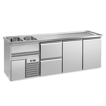 Barowy stół chłodniczy PREMIUM PLUS - 2500x700mm - 2 drzwi & 2 szuflady - Prime Gastro