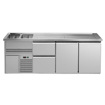 Barowy stół chłodniczy PREMIUM PLUS - 2500x700mm - 2 drzwi & 2 szuflady - Prime Gastro