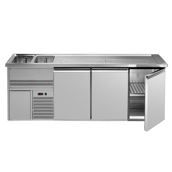 Barowy stół chłodniczy PREMIUM PLUS - 2500x700mm - 3 drzwi - Prime Gastro