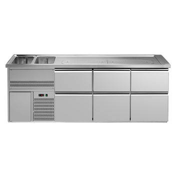 Barowy stół chłodniczy PREMIUM PLUS - 2500x700mm - 6 szuflad - Prime Gastro