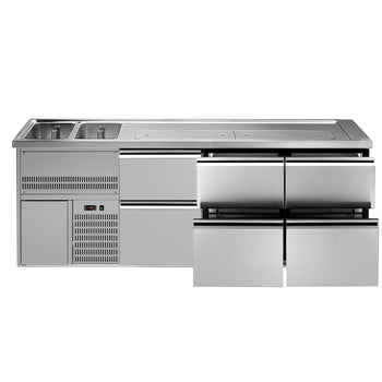 Barowy stół chłodniczy PREMIUM PLUS - 2500x700mm - 6 szuflad - Prime Gastro