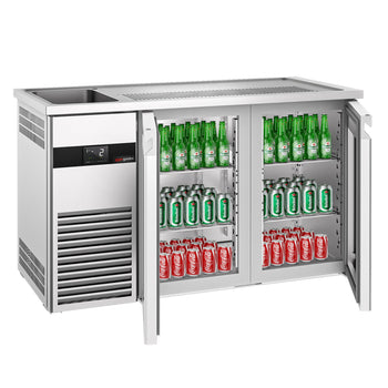 Barowy stół chłodniczy PREMIUM - 1550x700 mm - 2 szklane drzwi - Prime Gastro