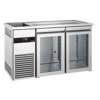 Barowy stół chłodniczy PREMIUM - 1550x700 mm - 2 szklane drzwi - Prime Gastro