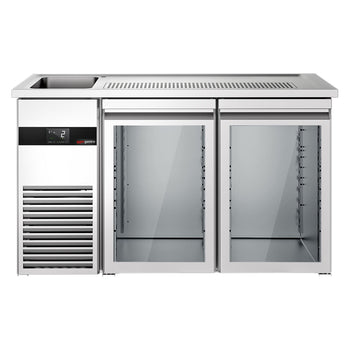 Barowy stół chłodniczy PREMIUM - 1550x700 mm - 2 szklane drzwi - Prime Gastro