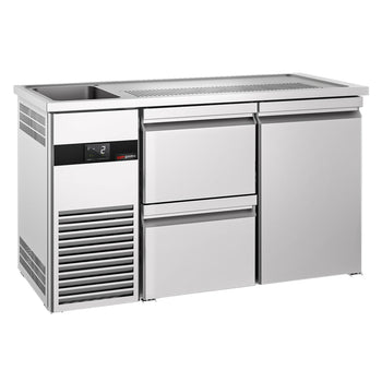 Barowy stół chłodniczy PREMIUM - 1550x700 mm - 1 drzwi & 2 szuflady - Prime Gastro