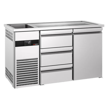 Barowy stół chłodniczy PREMIUM - 1550x700 mm - 1 drzwi & 3 szuflady - Prime Gastro