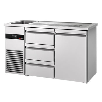 Barowy stół chłodniczy PREMIUM - 1550x700 mm - 1 drzwi & 3 szuflady - Prime Gastro