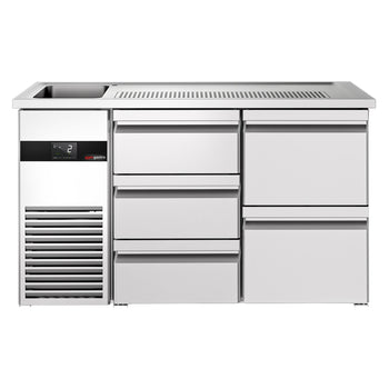 Barowy stół chłodniczy PREMIUM - 1550x700 mm - 5 szuflad - Prime Gastro