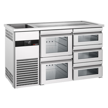 Barowy stół chłodniczy PREMIUM - 1550x700mm - 5 szklanych szuflad - Prime Gastro