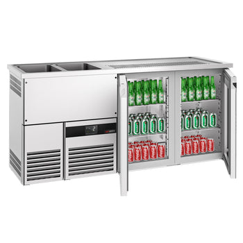 Barowy stół chłodniczy PREMIUM - 1950x700 mm - 2 szklane drzwi - Prime Gastro
