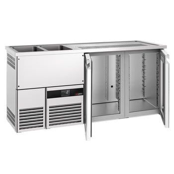 Barowy stół chłodniczy PREMIUM - 1950x700 mm - 2 szklane drzwi - Prime Gastro