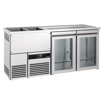Barowy stół chłodniczy PREMIUM - 1950x700 mm - 2 szklane drzwi - Prime Gastro