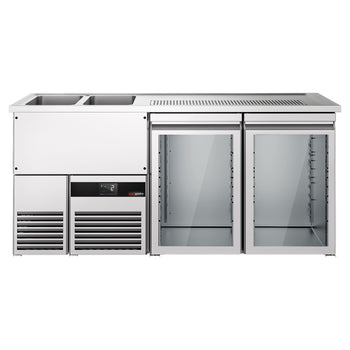 Barowy stół chłodniczy PREMIUM - 1950x700 mm - 2 szklane drzwi - Prime Gastro