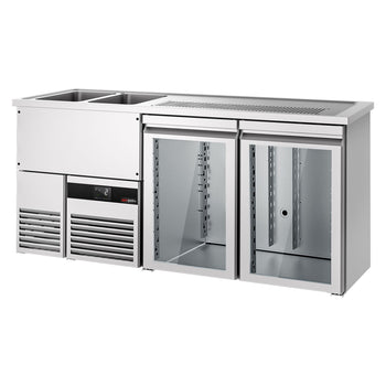 Barowy stół chłodniczy PREMIUM - 1950x700 mm - 2 szklane drzwi - Prime Gastro