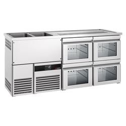 Barowy stół chłodniczy PREMIUM - 1950x700mm - 4 szklane szuflady