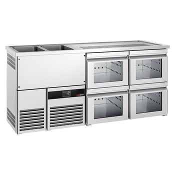 Barowy stół chłodniczy PREMIUM - 1950x700mm - 4 szklane szuflady - Prime Gastro