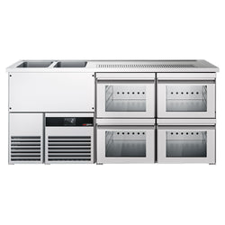 Barowy stół chłodniczy PREMIUM - 1950x700mm - 4 szklane szuflady