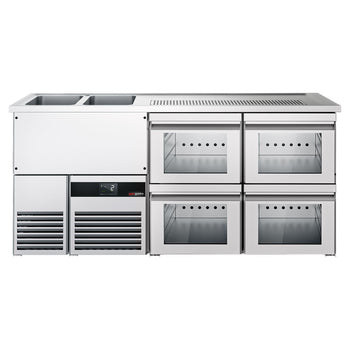 Barowy stół chłodniczy PREMIUM - 1950x700mm - 4 szklane szuflady - Prime Gastro