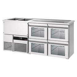 Barowy stół chłodniczy PREMIUM - 1950x700mm - 4 szklane szuflady