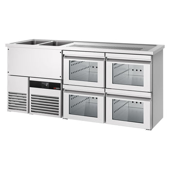 Barowy stół chłodniczy PREMIUM - 1950x700mm - 4 szklane szuflady - Prime Gastro