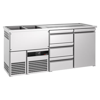 Barowy stół chłodniczy PREMIUM - 1950x700 mm - 1 drzwi & 3 szuflady - Prime Gastro