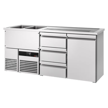 Barowy stół chłodniczy PREMIUM - 1950x700 mm - 1 drzwi & 3 szuflady - Prime Gastro
