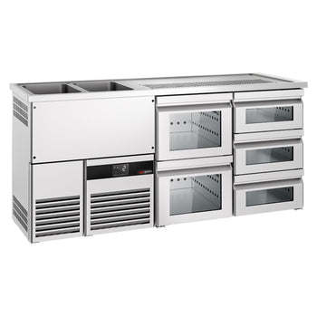 Barowy stół chłodniczy PREMIUM - 1950x700mm - 5 szklanych szuflad - Prime Gastro