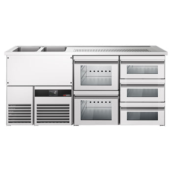 Barowy stół chłodniczy PREMIUM - 1950x700mm - 5 szklanych szuflad - Prime Gastro