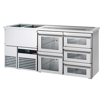 Barowy stół chłodniczy PREMIUM - 1950x700mm - 5 szklanych szuflad - Prime Gastro