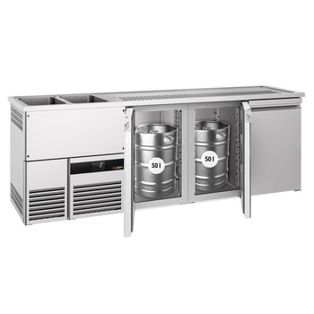 Barowy stół chłodniczy PREMIUM - 2500x700mm - 3 drzwi - Prime Gastro