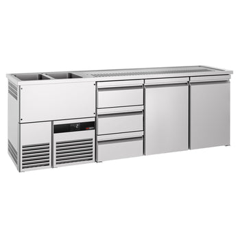 Barowy stół chłodniczy PREMIUM - 2500x700 mm - 2 drzwi & 3 szuflady - Prime Gastro