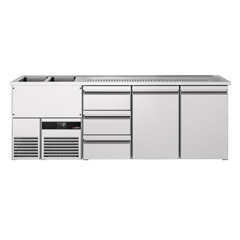 Barowy stół chłodniczy PREMIUM - 2500x700 mm - 2 drzwi & 3 szuflady - Prime Gastro