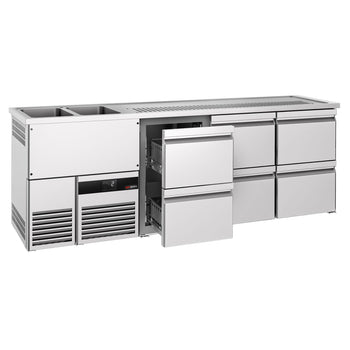 Barowy stół chłodniczy PREMIUM - 2500x700mm - 6 szuflad - Prime Gastro