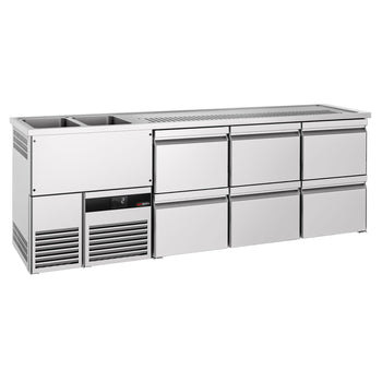 Barowy stół chłodniczy PREMIUM - 2500x700mm - 6 szuflad - Prime Gastro