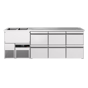 Barowy stół chłodniczy PREMIUM - 2500x700mm - 6 szuflad - Prime Gastro