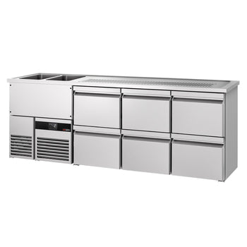 Barowy stół chłodniczy PREMIUM - 2500x700mm - 6 szuflad - Prime Gastro