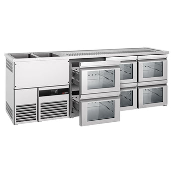 Barowy stół chłodniczy PREMIUM - 2500x700mm - 6 szklanych szuflad - Prime Gastro