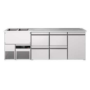 Barowy stół chłodniczy PREMIUM - 2500x700 mm - 1 drzwi & 4 szuflady - Prime Gastro
