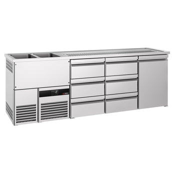 Barowy stół chłodniczy PREMIUM - 2500x700 mm - 1 drzwi & 6 szuflad - Prime Gastro