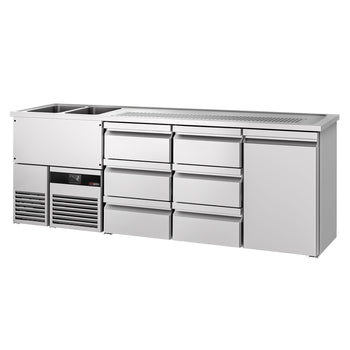 Barowy stół chłodniczy PREMIUM - 2500x700 mm - 1 drzwi & 6 szuflad - Prime Gastro